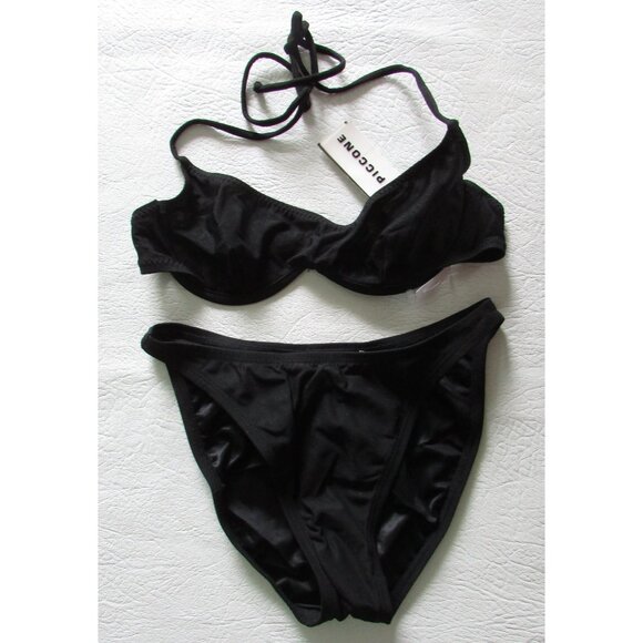 Robin Piccone Black High Cut Leg Bikini - Sz S - NEW - Picture 2 of 9